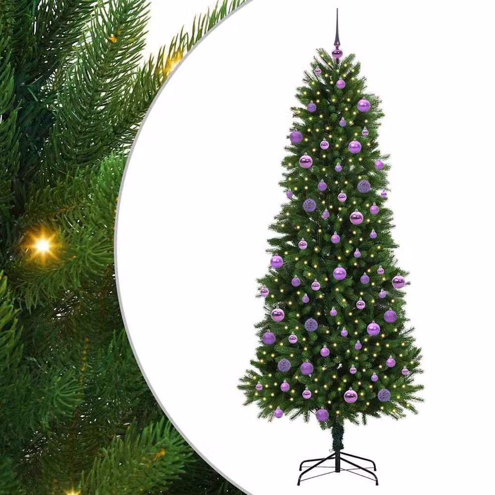 Berkfield Home Realistic Green PE Christmas Tree with 300 LEDs and Stand, Height: 240 cm – 3