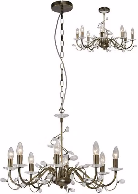 Willow Ceiling Pendant in Antique Brass and Crystal, Diameter: 64 cm