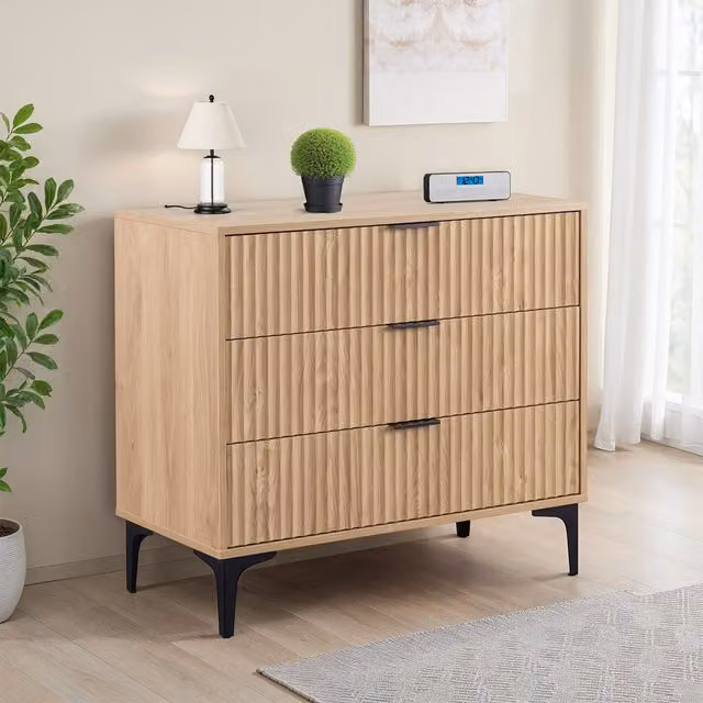 Seconique Miami 3 Drawer Chest in Oak Effect and Black
