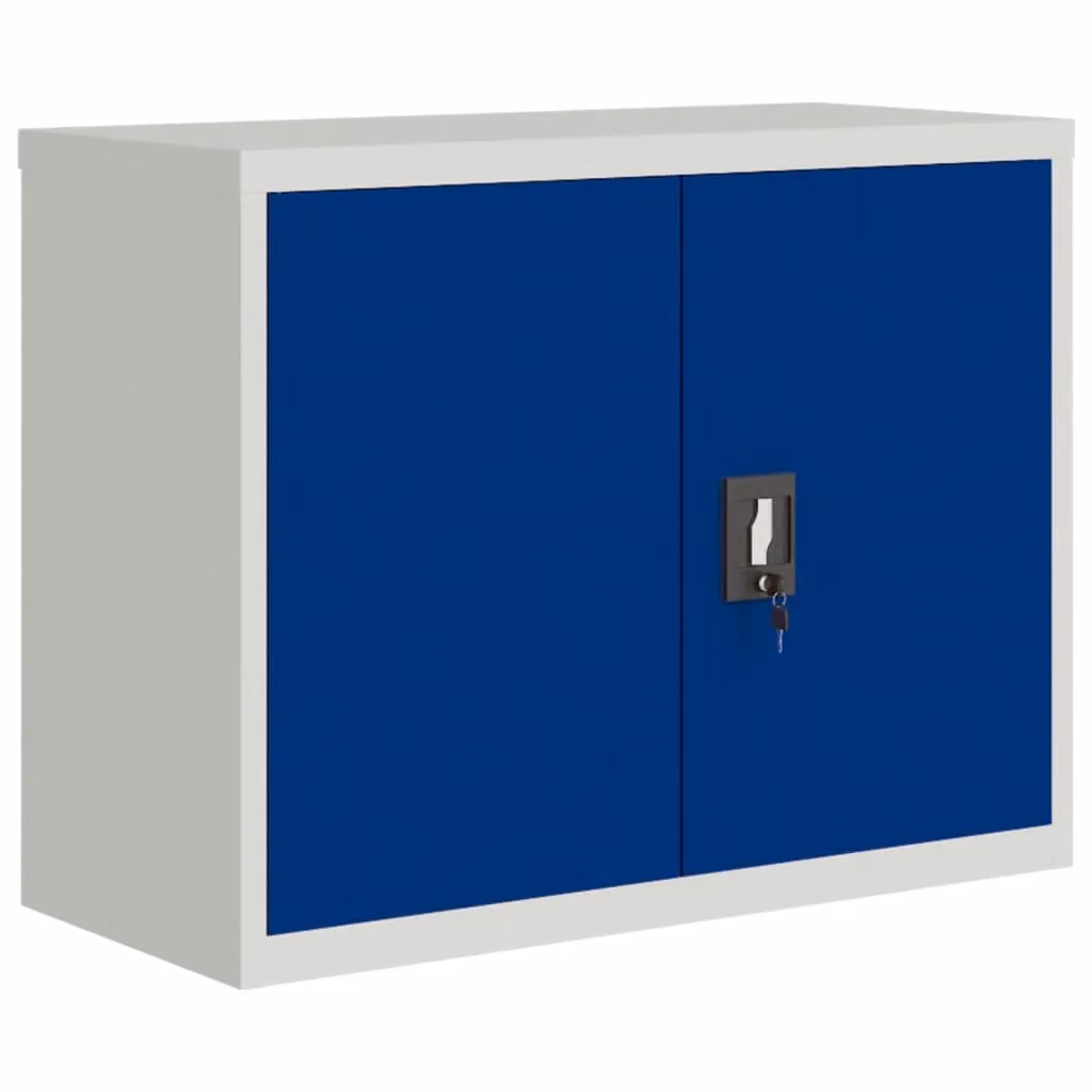 Berkfield Home Metal File Cabinet in Light Grey and Blue, W/D/H: 90 x 40 x 70 cm – 2