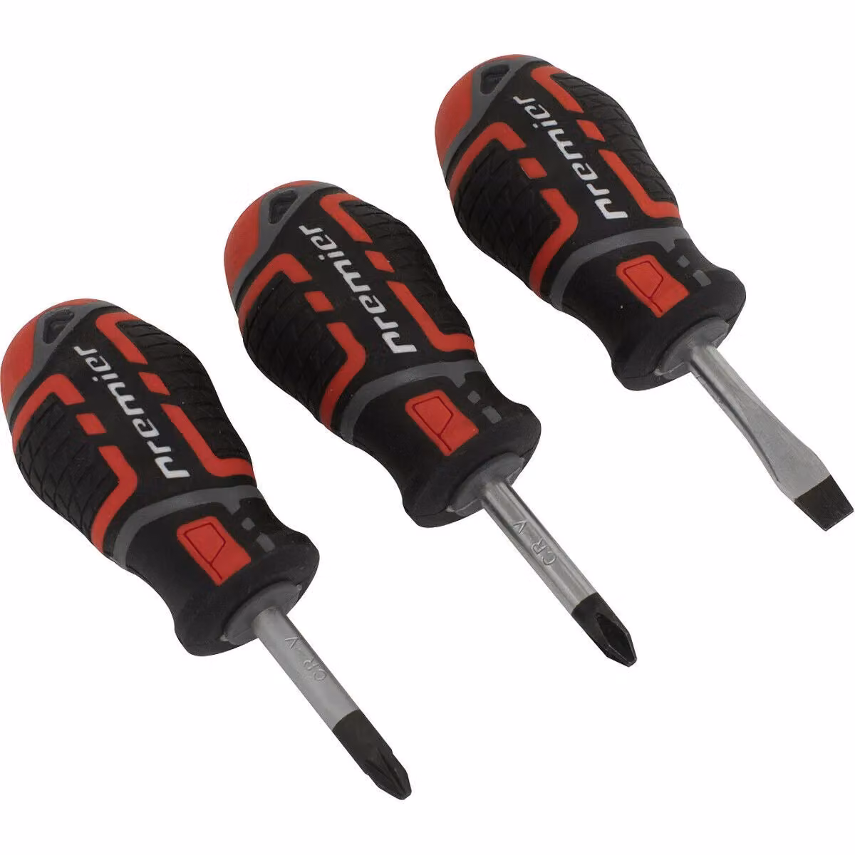 Loops 3 Pack Premium Stubby Screwdriver Set with Slotted, Phillips and POZI Bits in Multicolour and Black, 38mm Mini – 2