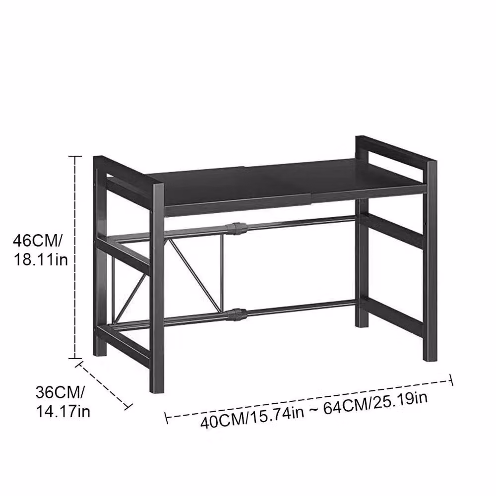VOGREX 2-Tier Expandable Black Metal Kitchen Corner Microwave Rack – 2