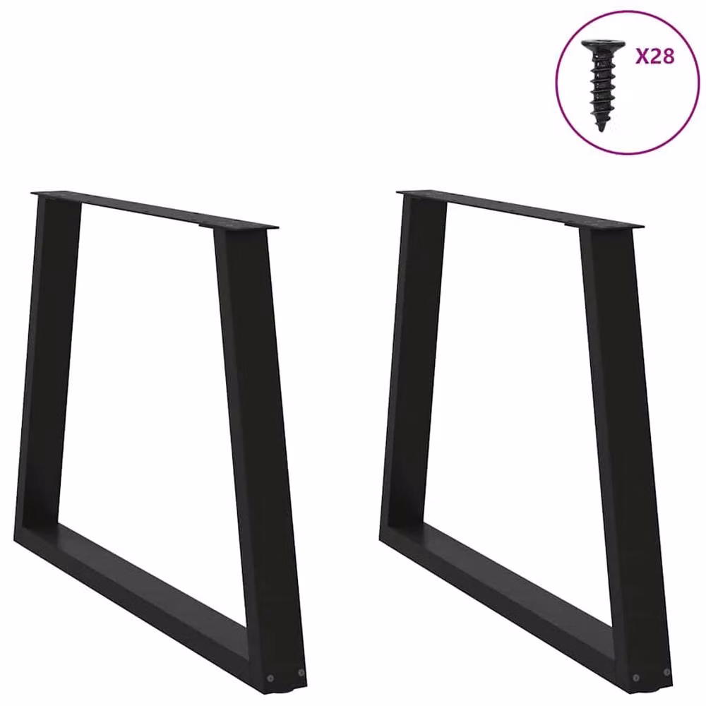 Berkfield Home V-Shape Dining Table Legs, 2 Pieces, Black Steel, H: 72 cm – 3
