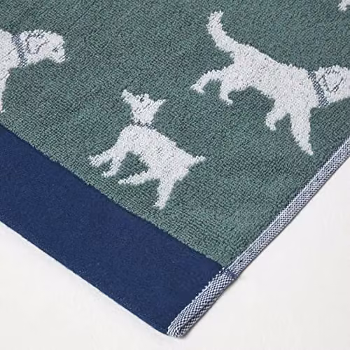 Homescapes Green Cotton Terry Hand Towel with Dog Pattern – 3