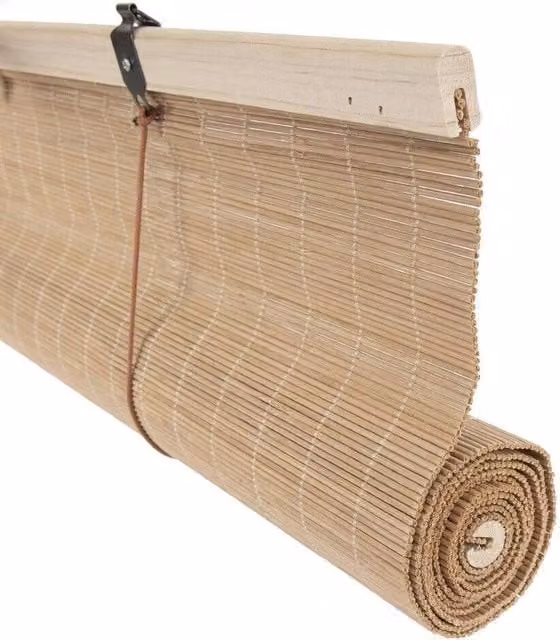 KORVIXA Bamboo Roller Blinds in Beige, W: 80 cm, H: 150 cm