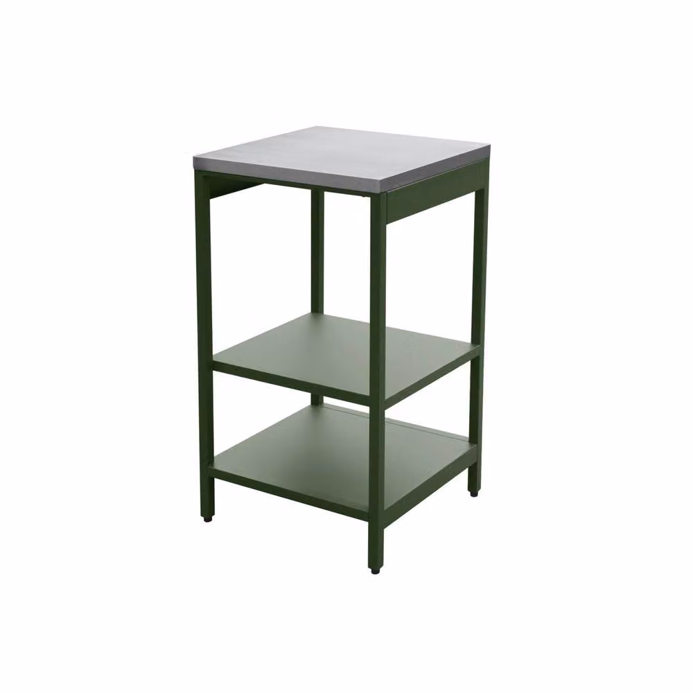sweeek Green Outdoor Steel Kitchen with 2 Shelves, W: 49 cm, H: 87.5 cm – 2