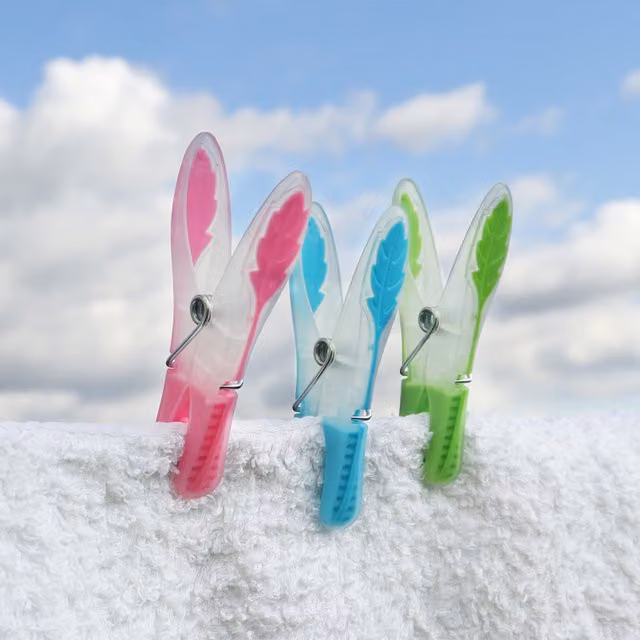 JVL Prism Soft Touch Leaf Design Pegs in Transparent White