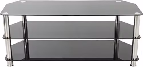 AVF Black Minimalist Corner Glass and Metal TV Stand, W: 125 cm, D: 40 cm, H: 35 cm – 2