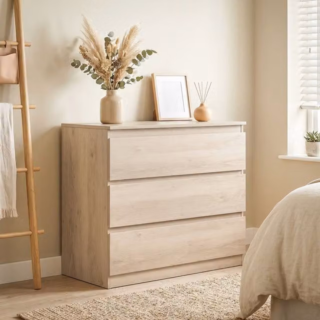 HOMCOM Scandinavian Style Oak Chest of Drawers and Storage Cabinet