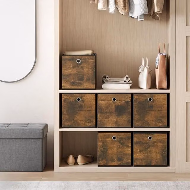 SONGMICS Set of Durable Oxford Fabric Cube Storage Containers in Brown – 1