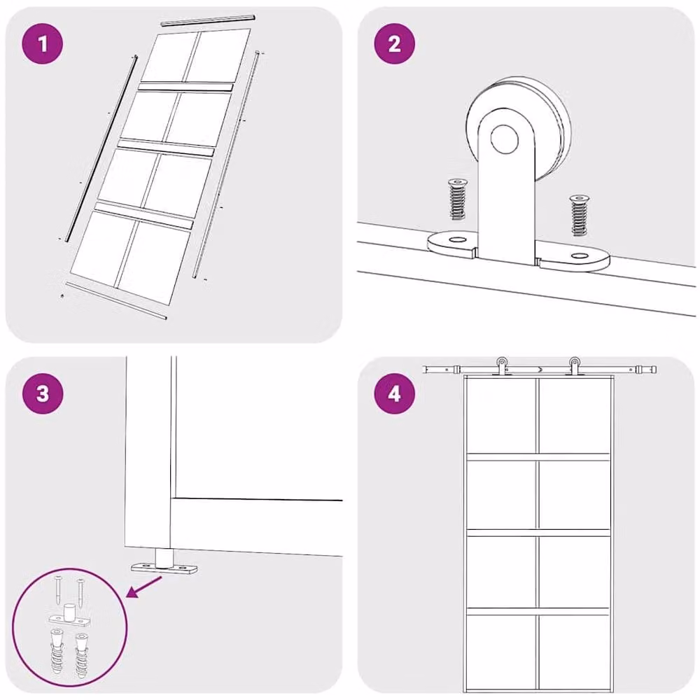 Berkfield Home Modern Sliding Door in Black with Transparent Tempered Glass and Aluminium, W: 102.5 cm, H: 205 cm – 4