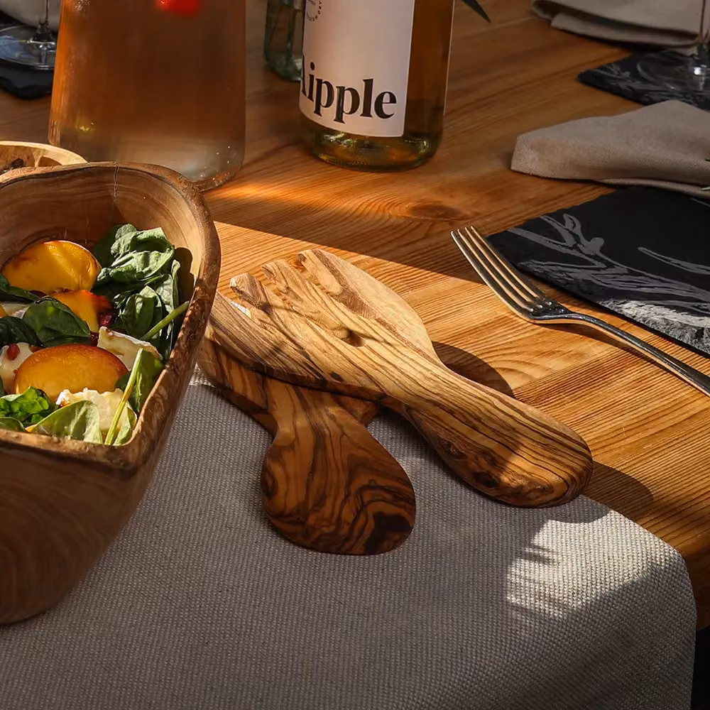 Selbrae House Natural Olive Wood Salad Hands Set – 2