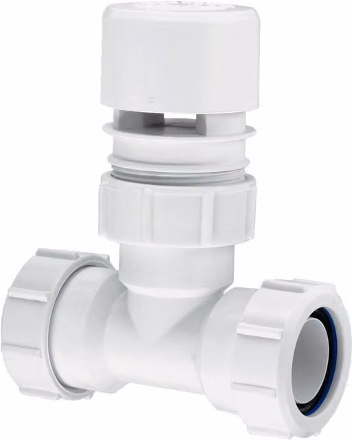 McAlpine Ventapipe Auto Air Vent Admittance Valve with Multifit Tee 1.25 inch in White