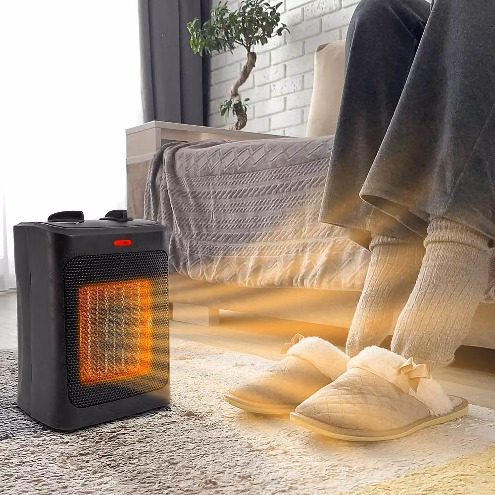 Tanness Black Ceramic Fan Heater with Tilt and Overheat Protection – 7