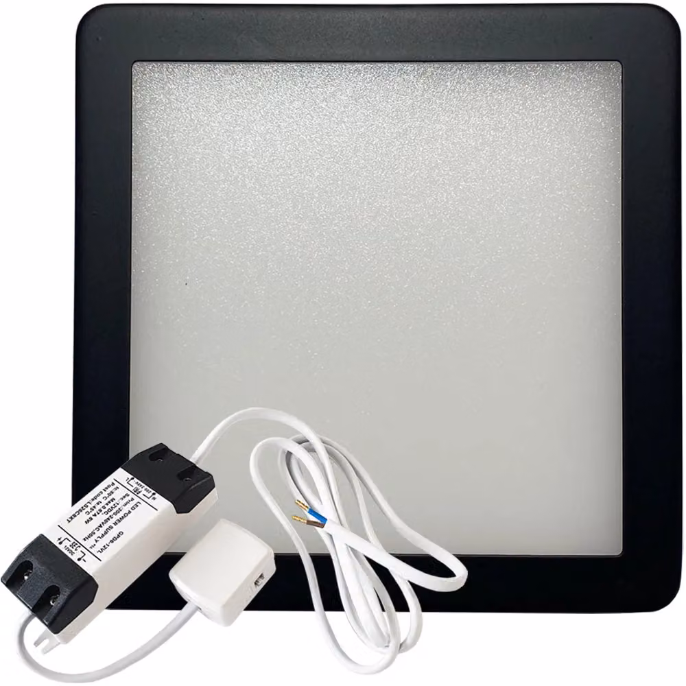 Loops Matt Black Ultra-Slim Square Under Cabinet Kitchen LED Light and Driver Kit with Warm White Diffused Light – 4