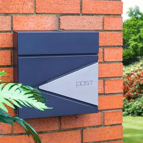 mysmartbuy Black & Silver Wall Mounted Lockable Steel Letterbox, H37 x W37 x D10 cm – 1