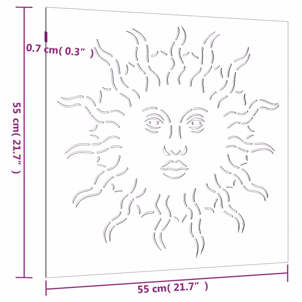 Berkfield Brown Corten Steel Sun Design Garden Wall Decoration, W/H: 55 x 55 cm – 3