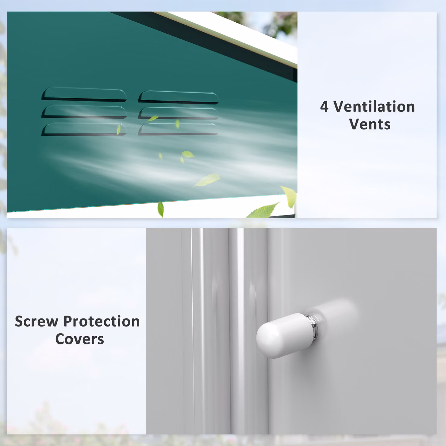 Outsunny Green Galvanised Steel Pent Shed with Double Doors and Side Vent, W/D/H: 243.84 x 182.88 x 191.0 cm – 4