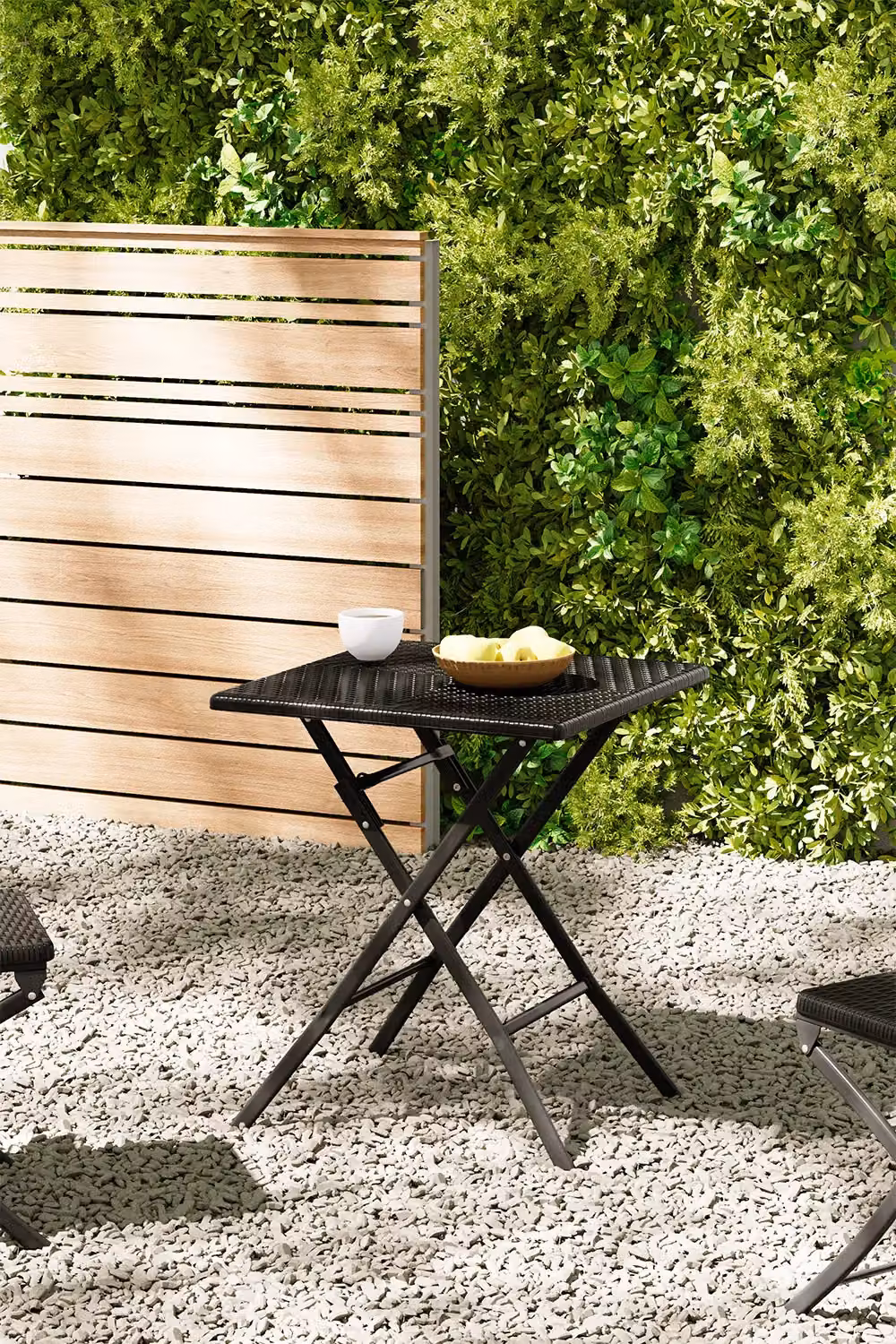 Livingandhome Square Rattan Folding Outdoor Bistro Garden Dining Table in Black – 2