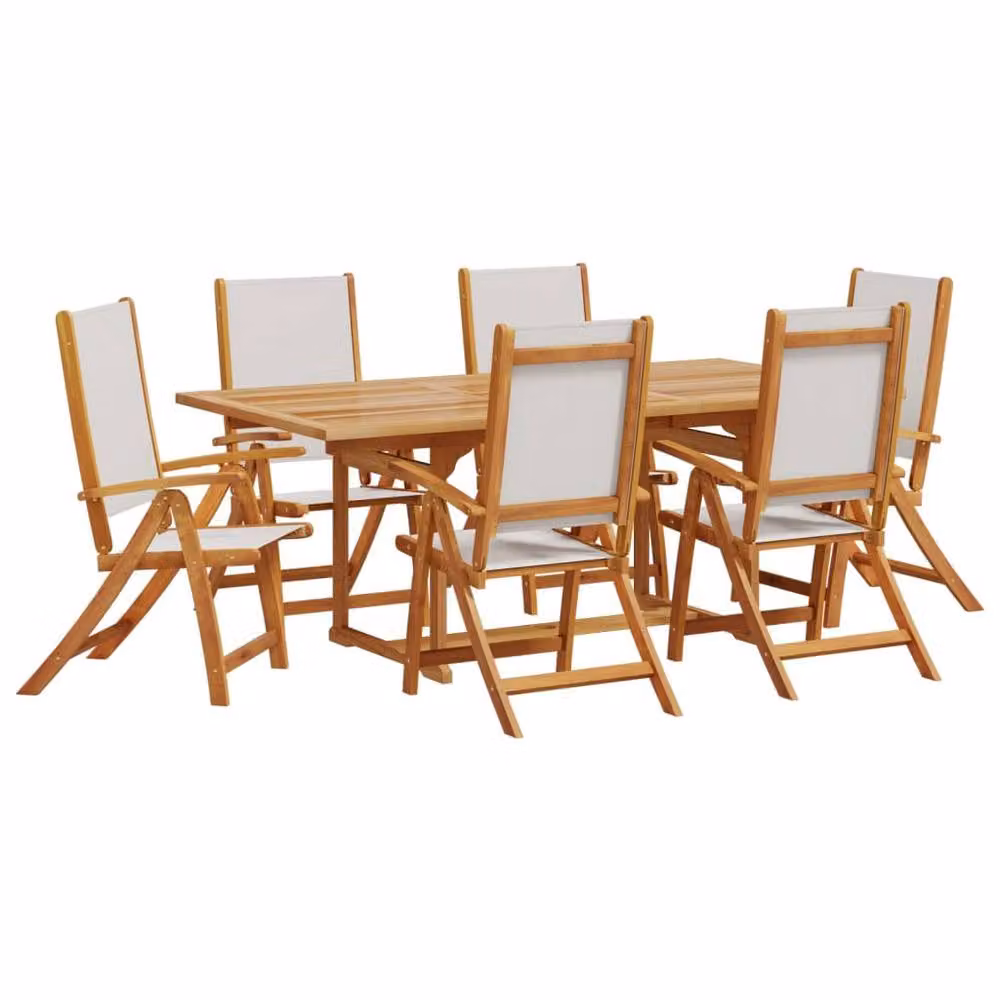 Berkfield Home 7 Piece Garden Dining Set in Brown Acacia Wood and Textilene – 2