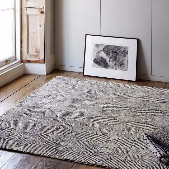 The Rug Shop UK Black Hand Made Geometric Modern Area Rug, W: 200 cm, L: 300 cm