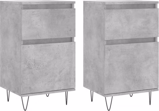 Berkfield Home Set of 2 Industrial Sideboards in Concrete Grey, W/D/H: 40 x 35 x 70 cm – 1