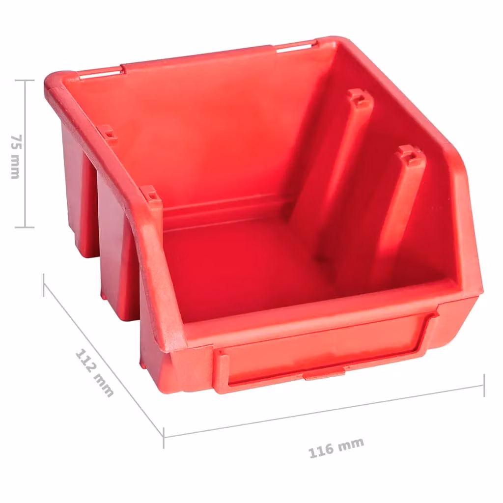 Berkfield Home 96 Piece Storage Bin Kit with Wall Panels in Red and Black – 3