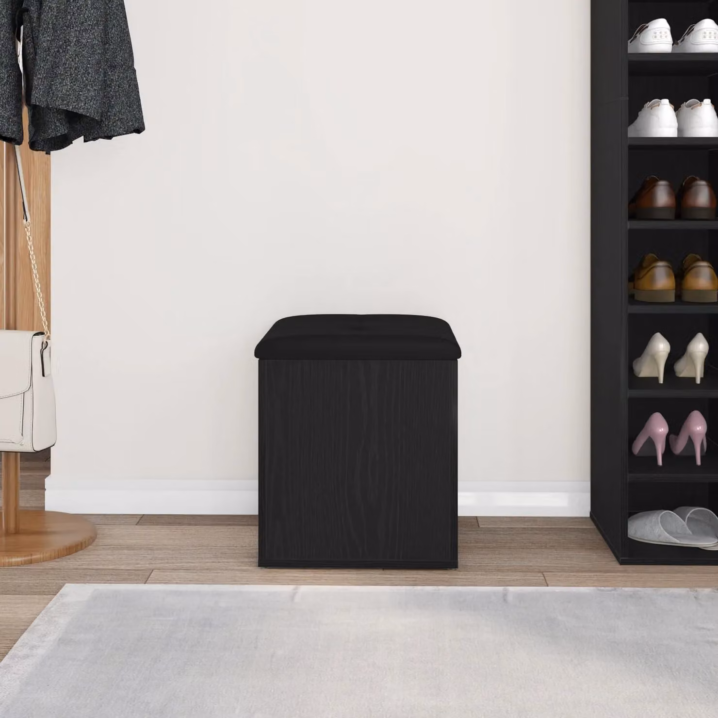 Berkfield Home Black Oak Storage Bench W/D/H: 40 x 40 x 45 cm – 4