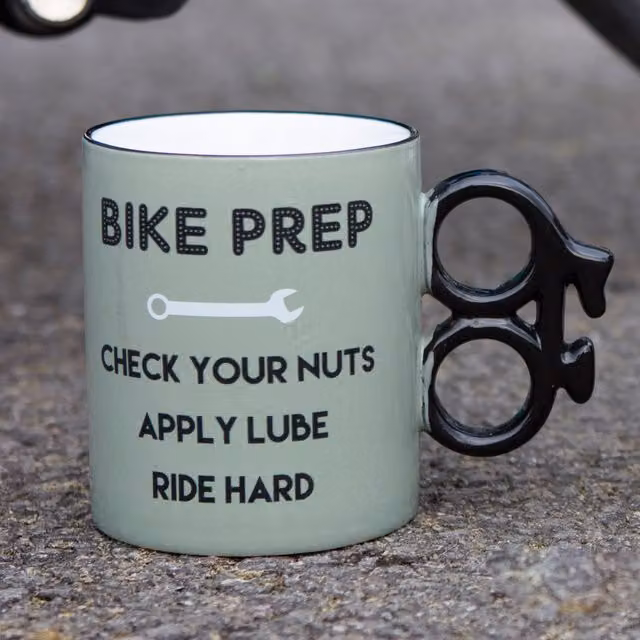 Boxer Gifts Men's Bike Prep Ceramic Mug in Grey, Green and Multicolour – 2