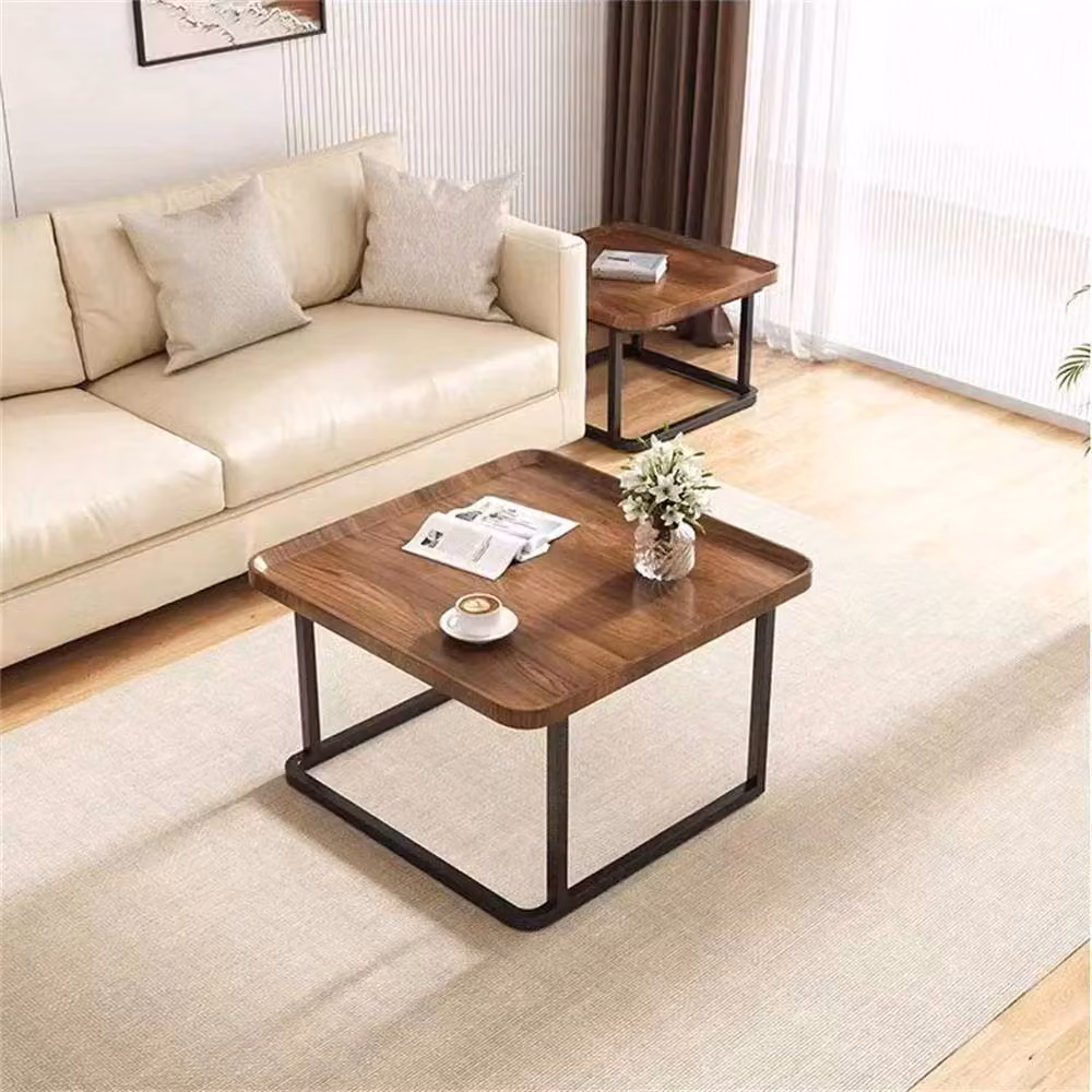 EONLION Industrial Coffee Table Set of 2 in Brown and Black – 5