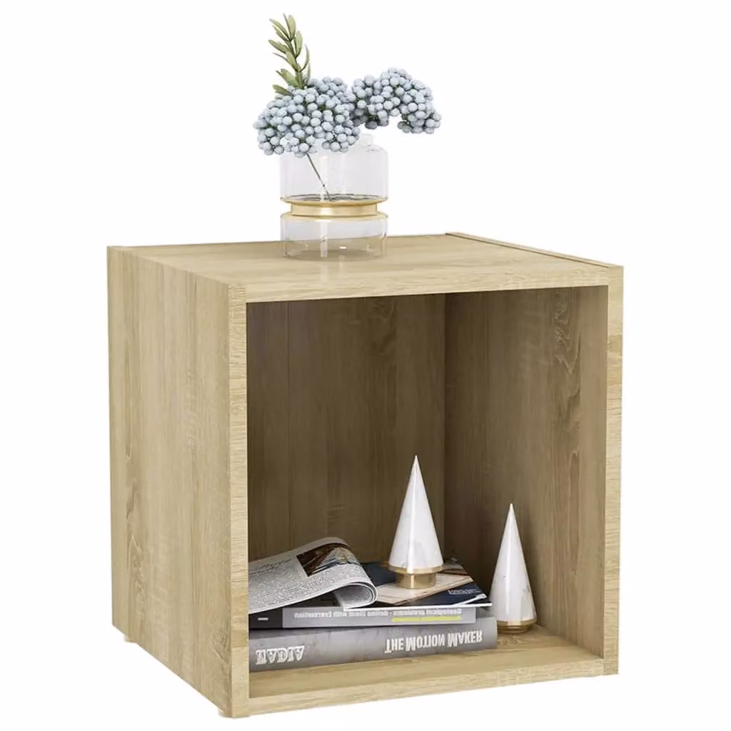 Berkfield Home Sonoma Oak TV Cabinet in Brown, W/D/H: 37 x 35 x 37 cm – 2