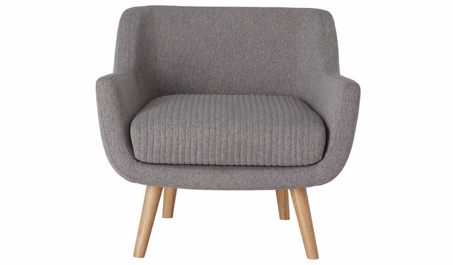 Nellie Grey Fabric Tub Accent Chair with Armrests and Wooden Legs