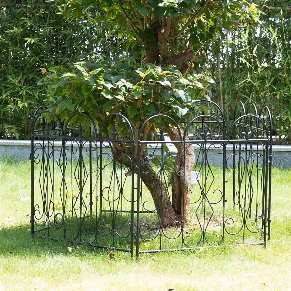 NESTLUNE Rustproof Metal Garden Fence Flower Bed in Black – 5