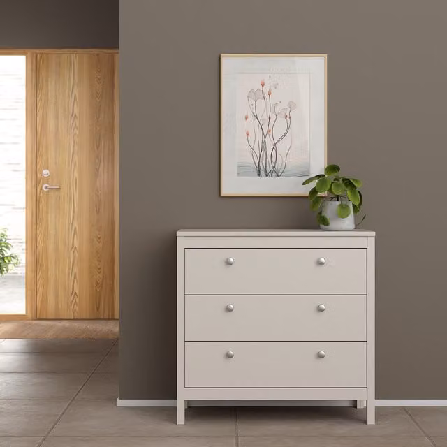 Furniture To Go Madrid 3-Drawer Chest of Drawers in Beige Matt