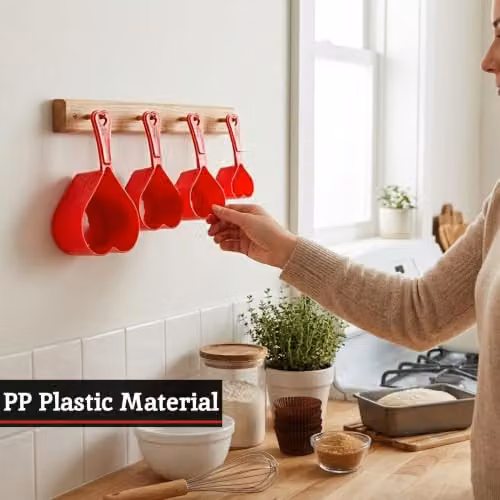 Orsina Set of Four Red Heart Shaped Plastic Measuring Cups – 4
