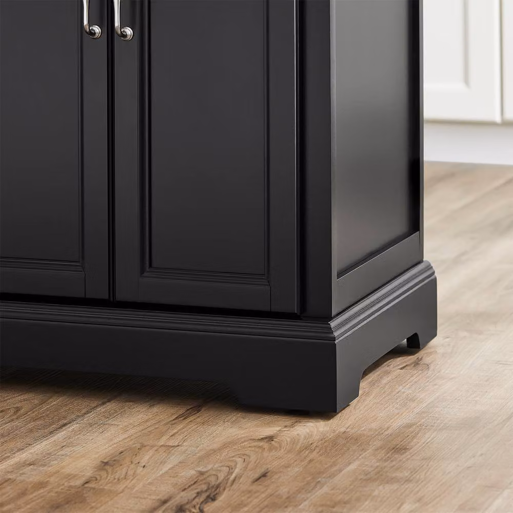 SoBuy Mobile Drop-Leaf Kitchen Island Breakfast Bar with 2 Drawers in Black – 6