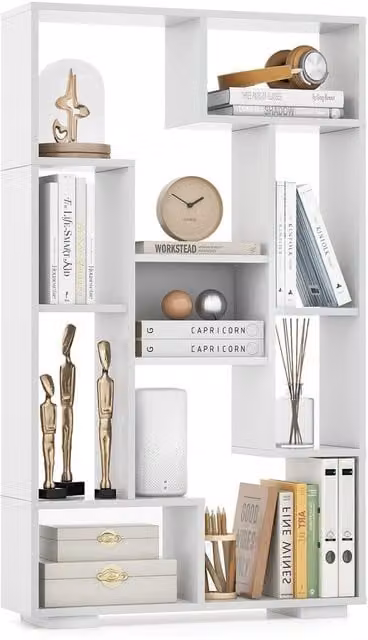 Costway 11-Cube Geometric Modern Freestanding Bookshelf in White