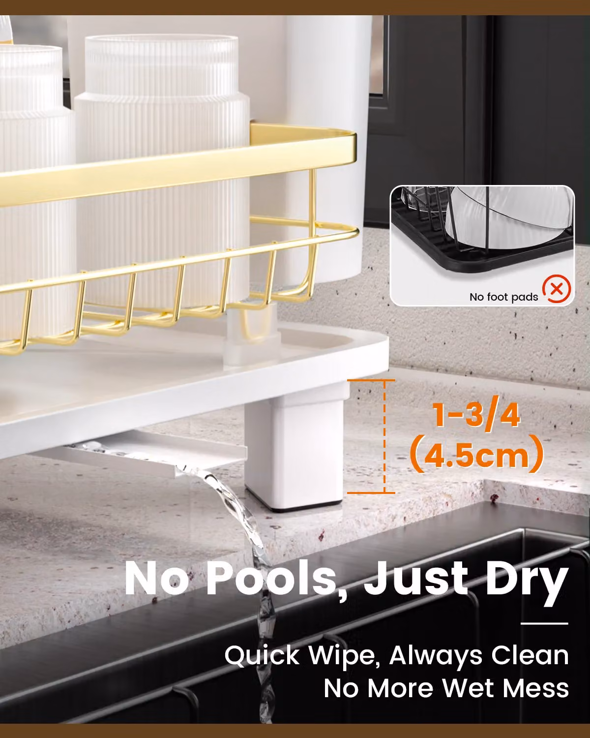 Appaso Gold Stainless Steel 1-Tier Rust-Resistant Dish Drainer Rack – 4