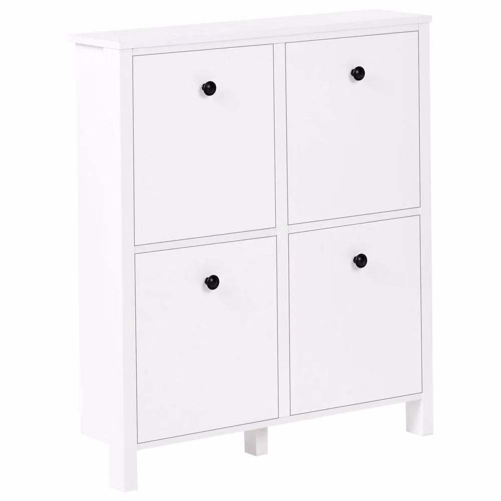 Wyld and Coco Modern White MDF Shoe Storage Cabinet with Tilting Compartments, W/D/H: 90 x 20 x 80 cm – 2