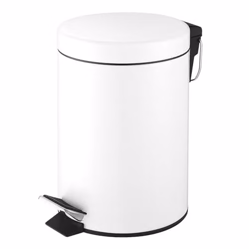 Innoteck Essentials Round Pedal Bin, 3 Litre, Matt White, Powder Coated Steel