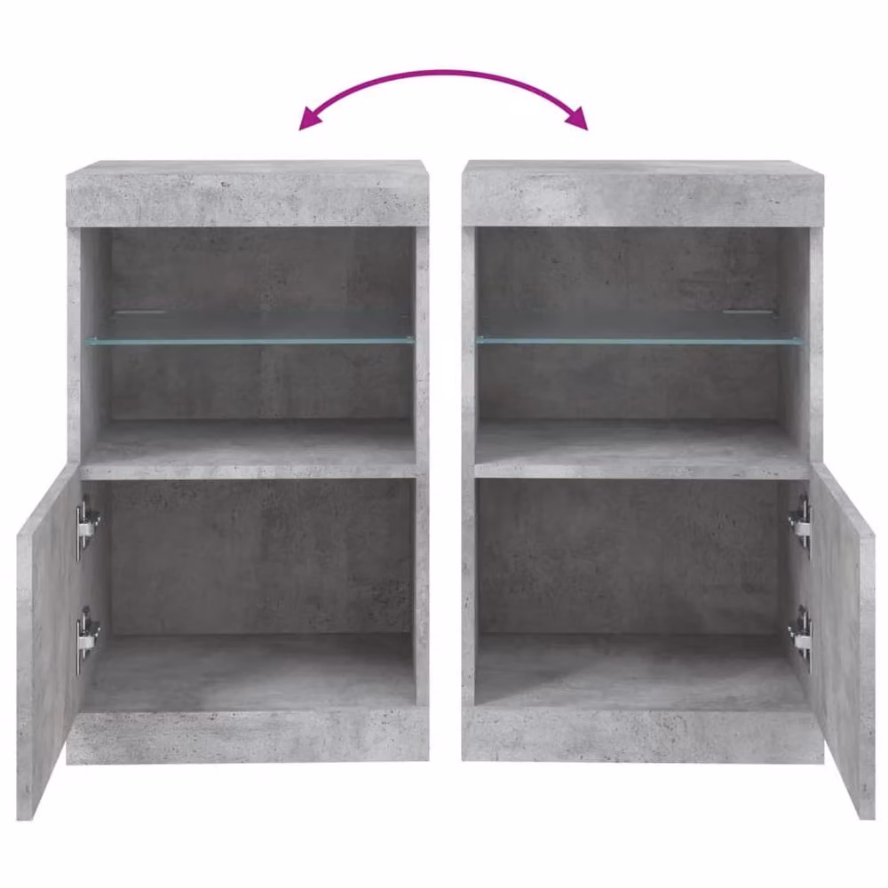 Berkfield Home Modern Sideboard with Integrated LED Lights in Concrete Grey, W/D/H: 41 x 37 x 67 cm – 6
