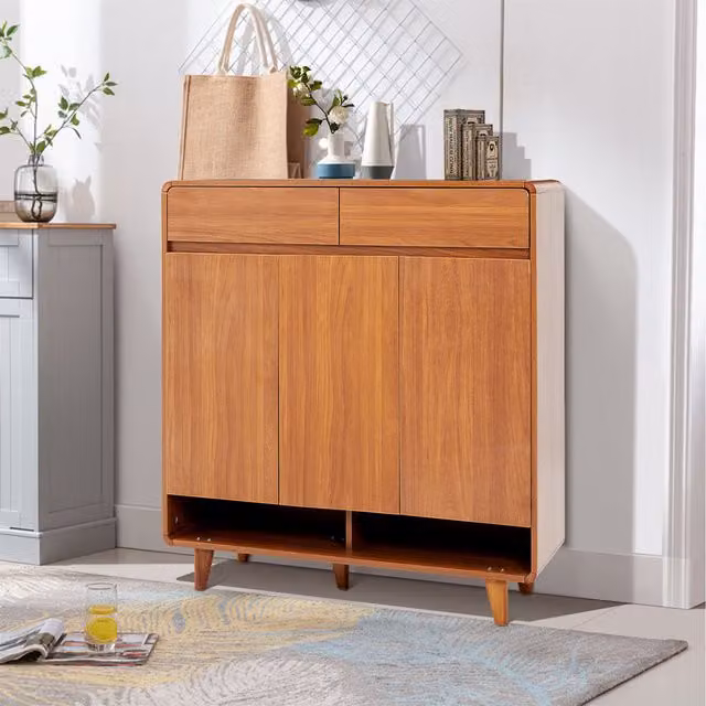 Komore Rustic Brown 5-Tier Wood Shoe Storage Entryway Cabinet