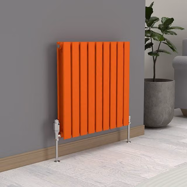 Lux Heat Flat Horizontal Double Steel Radiator in Sunburst Orange, W: 60.0 cm, H: 63.0 cm
