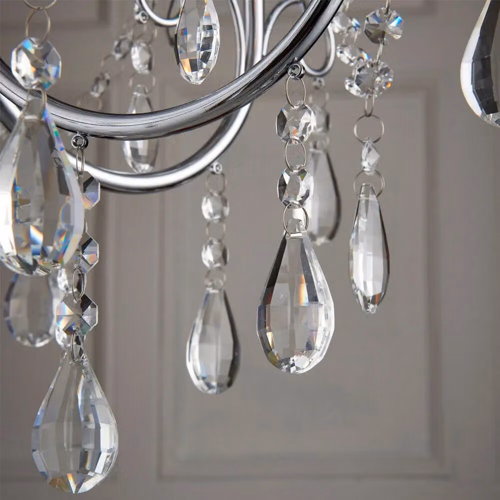 Loops Chrome and Crystal IP44 Bathroom Pendant Light with 5 Bulbs – 2