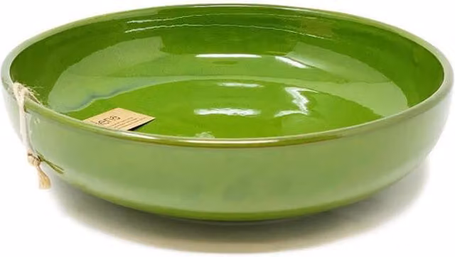 Verano Spanish Ceramics Selena Hand Dipped Glazed Ceramic Serving Bowl, Dark Green, Diameter: 27 cm – 1