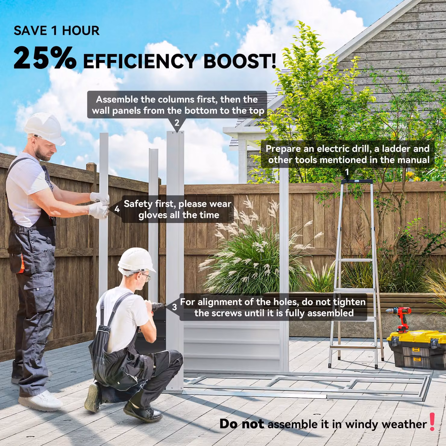Outsunny Metal Garden Shed in Grey with Double Doors, Lock and Foundation Kit – 6