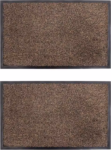 JVL Admiral Brown Striped Microfibre Mat Set of 2, W: 50 cm x D: 80 cm – 1