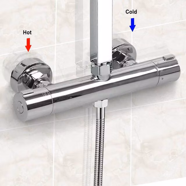 SPETLEK Round Thermostatic Shower Bar Mixer Valve in Chrome Silver
