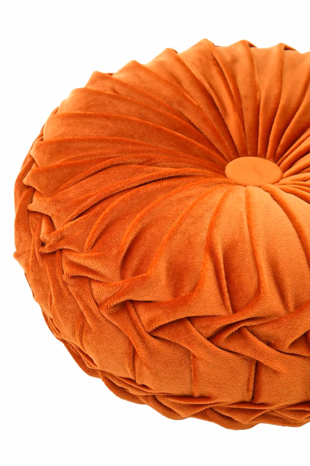 Living and Home Orange Round Velvet Pleated Pumpkin Throw Pillow, Diameter: 35 cm – 3