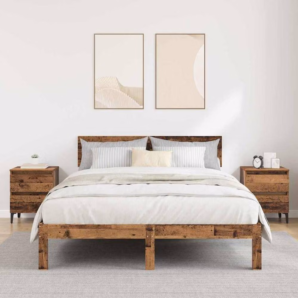 Berkfield Home Set of 2 Stylish Bedside Cabinets in Old Wood Brown, W/D/H: 40 x 35 x 50 cm – 2